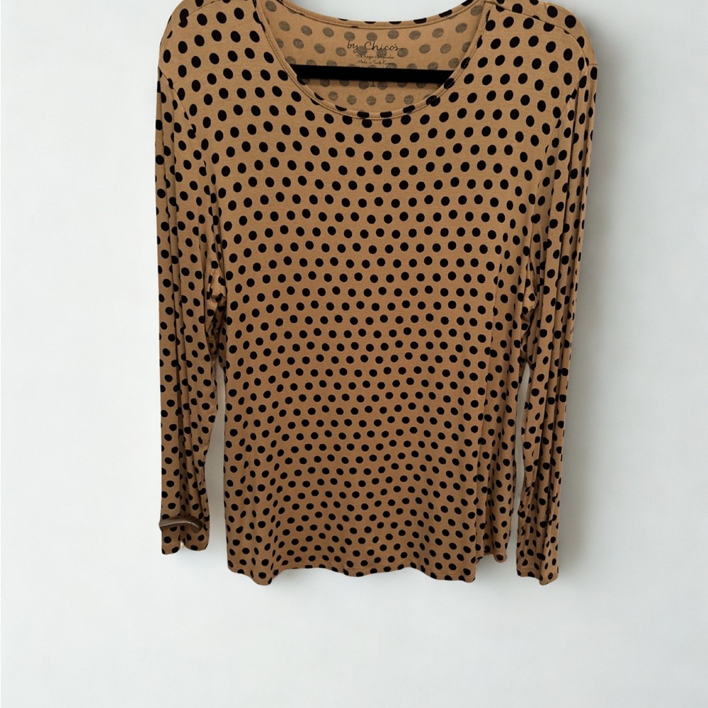 Chico’s Women’s Polka Dot Long Sleeve Top - Picture 2 of 4